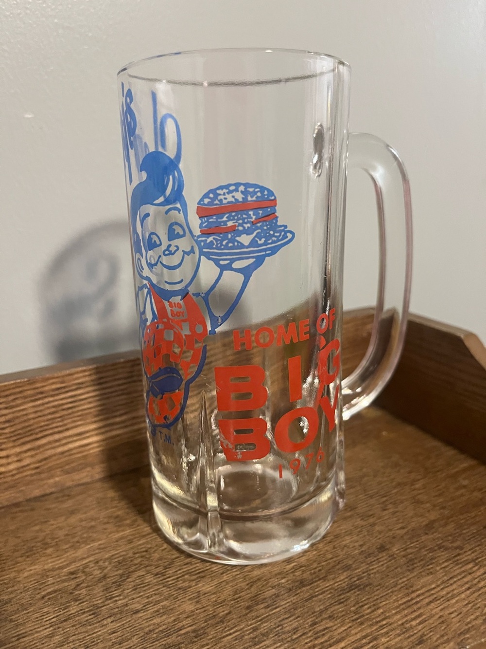 🌸 EUC Shoney's Big Boy 1976 Vintage Drinking Glass Mug w/ Handle